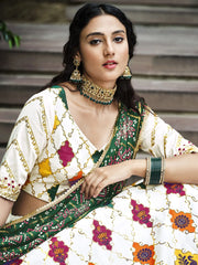 Capricious White Sequins Embroidery Silk Lehenga Choli With Blouse