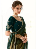 Attractive Teal Green Border Work Tissue Silk Festive Wear Saree