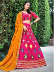 Gorgeous Dark Pink Embroidered Silk Reception Wear Lehenga Choli
