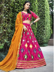 Gorgeous Dark Pink Embroidered Silk Reception Wear Lehenga Choli