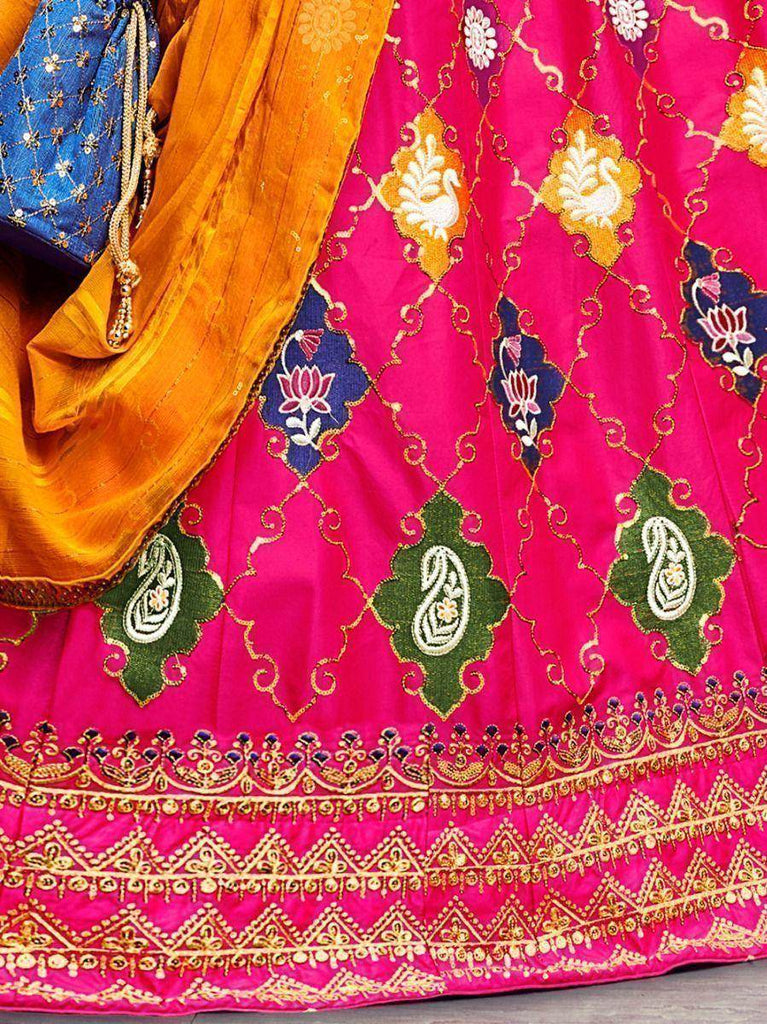 Gorgeous Dark Pink Embroidered Silk Reception Wear Lehenga Choli