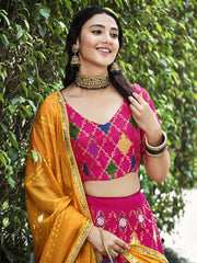 Gorgeous Dark Pink Embroidered Silk Reception Wear Lehenga Choli