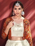 Enchanting Beige Sequinced Chiffon Wedding Lehenga Choli with Jacket
