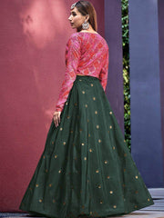 Splashy Green Embroidered Art Silk Party Lehenga Choli with Jacket