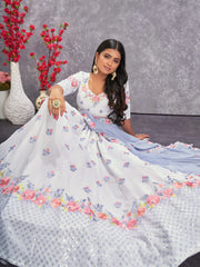 Pretty Pearl White Sequins Embroidery Georgette Lehenga Choli