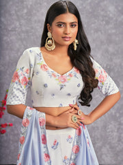 Pretty Pearl White Sequins Embroidery Georgette Lehenga Choli