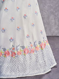 Pretty Pearl White Sequins Embroidery Georgette Lehenga Choli