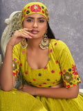 Alluring Fluorescent Green Embroidered Georgette Lehenga Choli