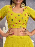 Alluring Fluorescent Green Embroidered Georgette Lehenga Choli