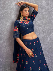Captivating Blue Sequins Embroidery georgette Lehenga Choli