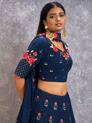 Captivating Blue Sequins Embroidery georgette Lehenga Choli