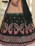 Astonishing Orange-Green Sequins Work Silk Lehenga Choli