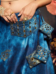 Graceful Blue Sequins Embroidered Velvet Lehenga Choli