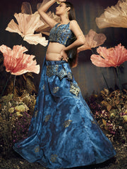 Graceful Blue Sequins Embroidered Velvet Lehenga Choli