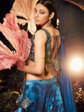 Graceful Blue Sequins Embroidered Velvet Lehenga Choli