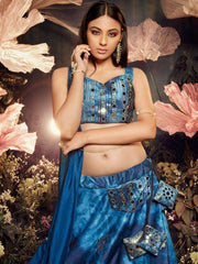 Graceful Blue Sequins Embroidered Velvet Lehenga Choli