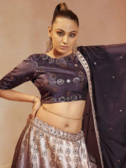 Amazing Purple Sequins Embroidered Velvet Lehenga Choli