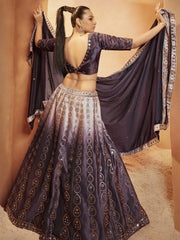 Amazing Purple Sequins Embroidered Velvet Lehenga Choli