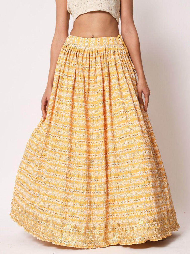 Dazzling Yellow Art Silk Batik Printed Fancy Lehenga Choli