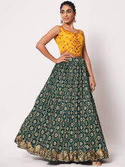 Impressive Green Silk Shibori Print Fancy Lehenga Choli