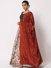 Pretty White Art Silk Printed Fancy Party Lehenga Choli