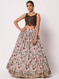 Pretty White Art Silk Printed Fancy Party Lehenga Choli