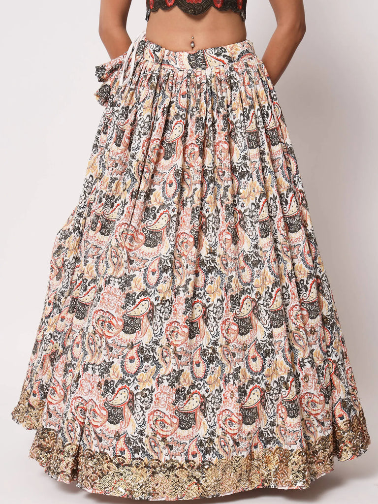 Pretty White Art Silk Printed Fancy Party Lehenga Choli