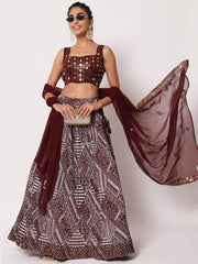 Endearing Maroon Art Silk Printed Party Lehenga Choli