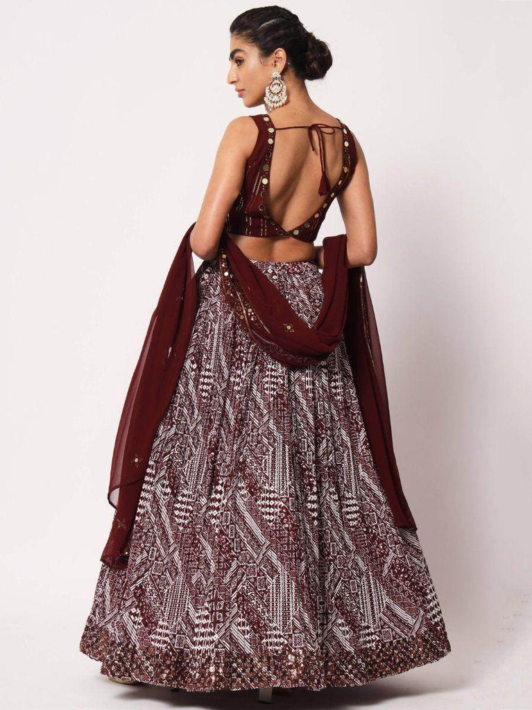 Endearing Maroon Art Silk Printed Party Lehenga Choli