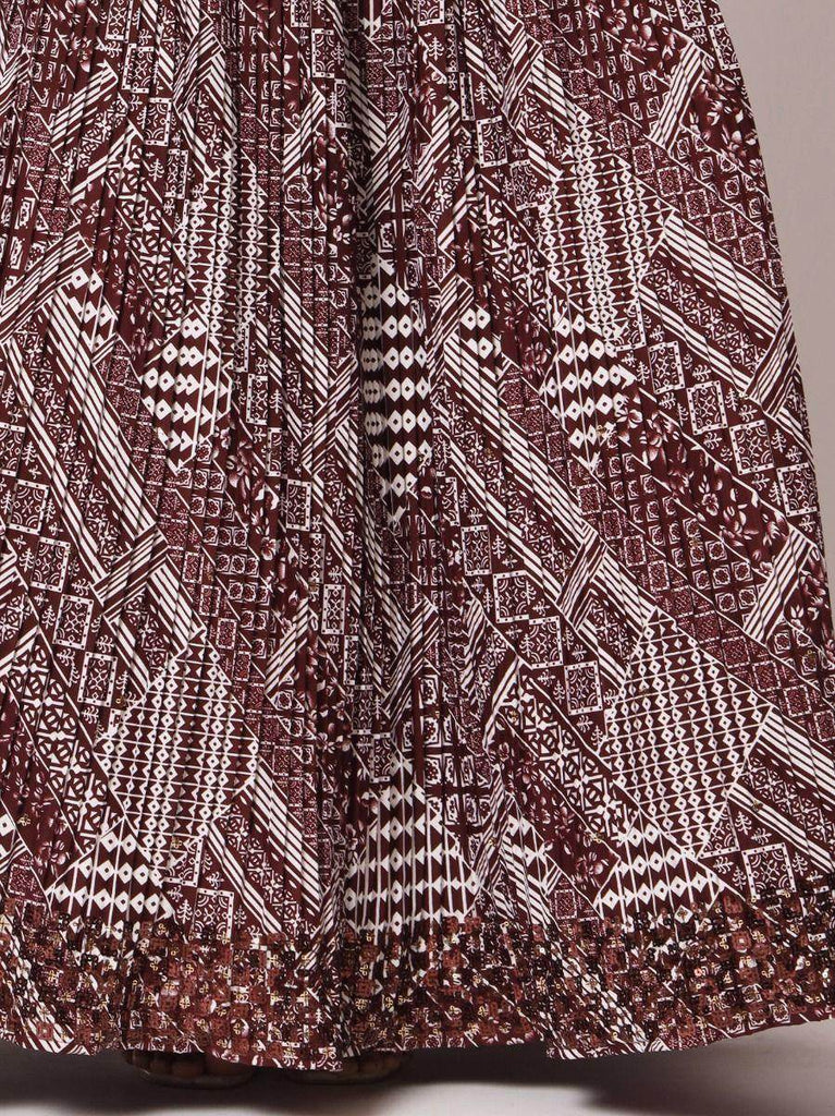 Endearing Maroon Art Silk Printed Party Lehenga Choli