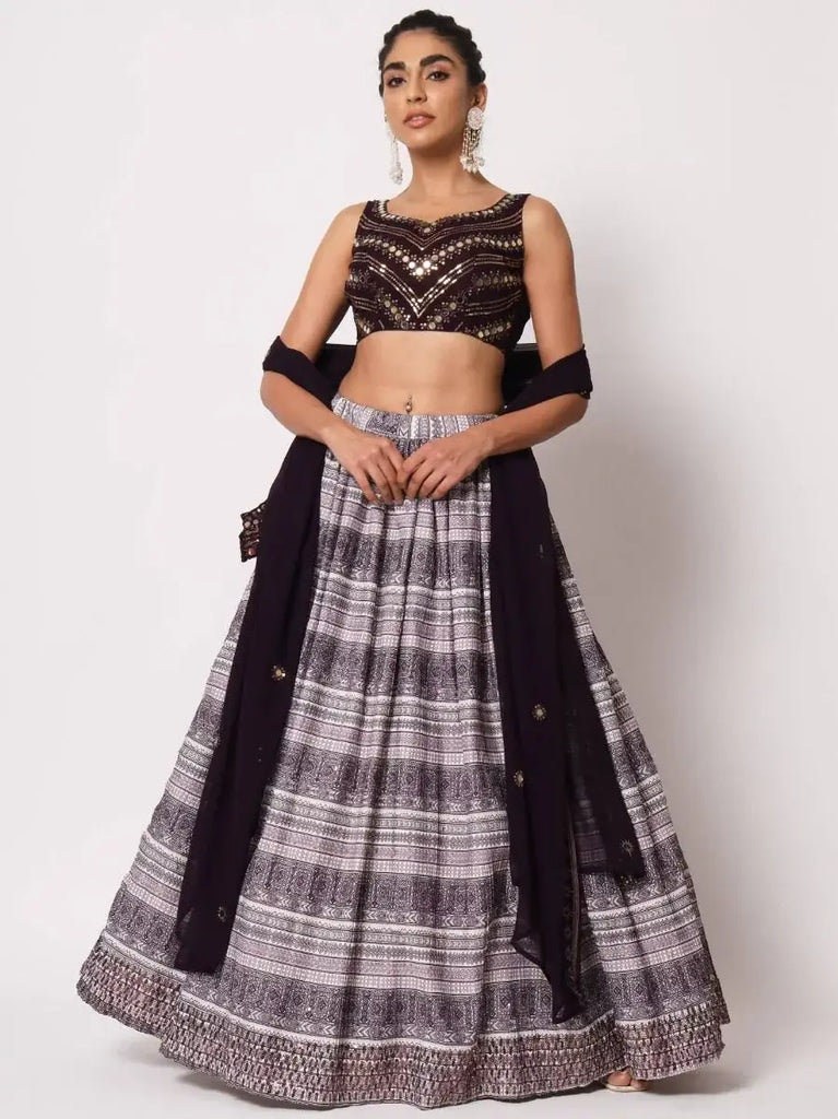 Splendid Purple Printed Art Silk Festive Lehenga Choli
