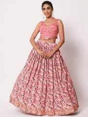 Astonish Corel Pink Printed Silk Party Wear Lehenga Choli