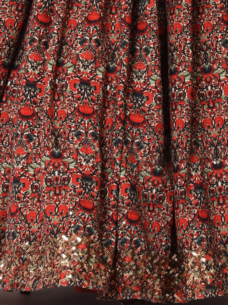 Ravishing Navy Blue Morris Print Silk Festive Wear Lehenga Choli