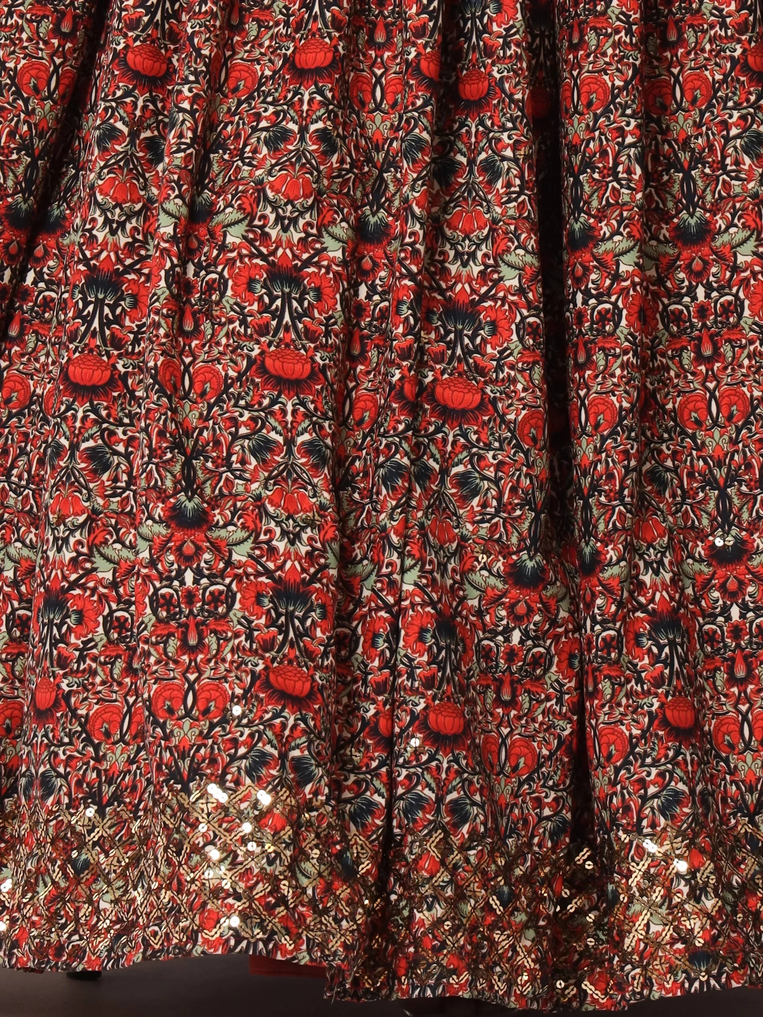 Ravishing Navy Blue Morris Print Silk Festive Wear Lehenga Choli