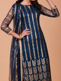 Beautiful Blue Sequence Embroidered Net Salwar Suit