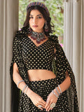 Attractive Black Foil Work Georgette Party Wear Lehenga Choli