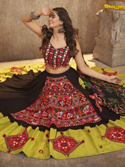 Gorgeous Black Embroidered Rayon Navaratri Wear Lehenga Choli