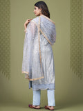 Babelicious Sky Blue Embroidered Sequins Net Fancy Salwar Kameez