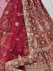 Brilliant Rani Pink Heavy Embroidered Bridal Lehenga Choli With Dupatta