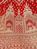 Fascinating Red Velvet Dori Embroidered For Wedding Lehenga Choli