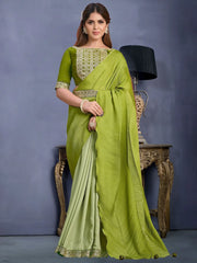 Bringing Green Zari Work Georgette Function Wear Saree With Blouse