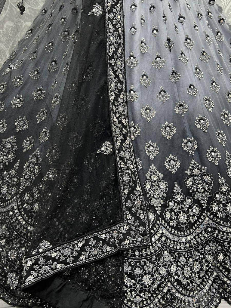Sassy Black Zircon Daimond Net Cocktail Party Lehenga Choli
