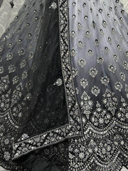 Sassy Black Zircon Daimond Net Cocktail Party Lehenga Choli