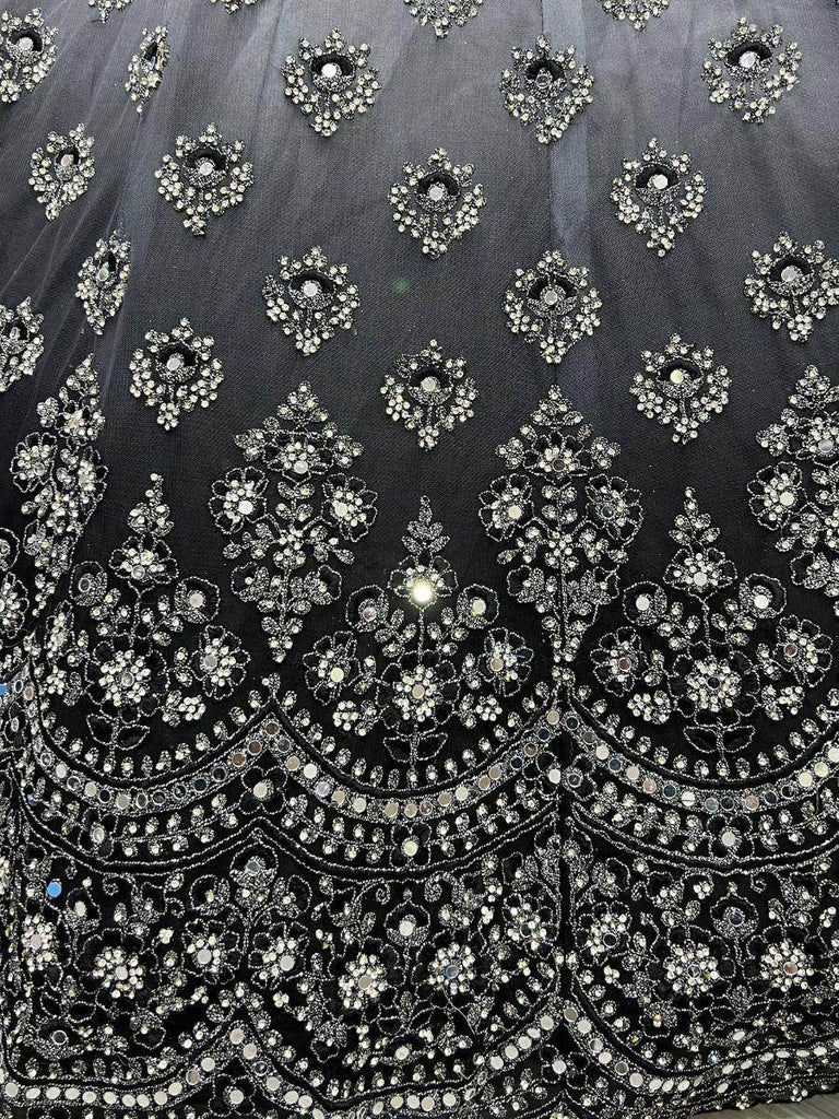 Sassy Black Zircon Daimond Net Cocktail Party Lehenga Choli