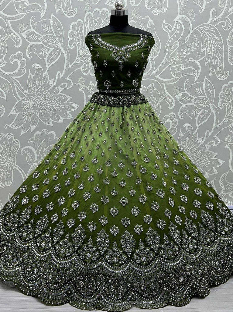 Wonderful Green Dori Work Net Wedding Wear Lehenga Choli