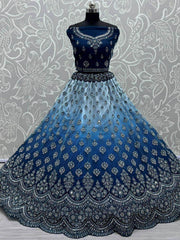 Marvellous Blue Sequined Net Reception Lehenga Choli