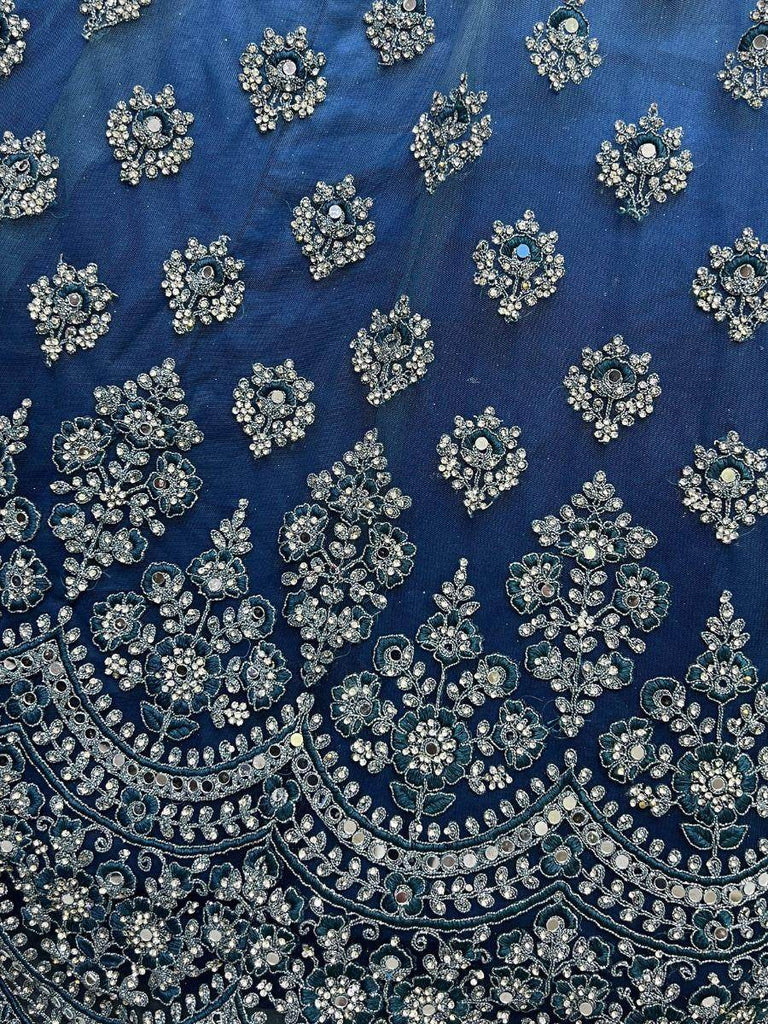 Marvellous Blue Sequined Net Reception Lehenga Choli