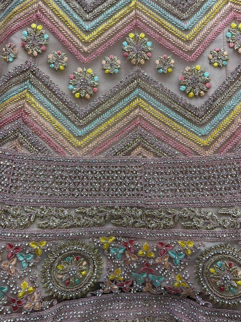Incredible Light Pink Thread Embroidered Net Lehenga Choli