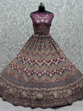 Spectacular Purple Embroidered Net Lehenga Choli With Dupatta