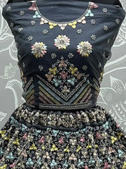 Splendid Grey Embroidered Net Reception Wear Lehenga Choli